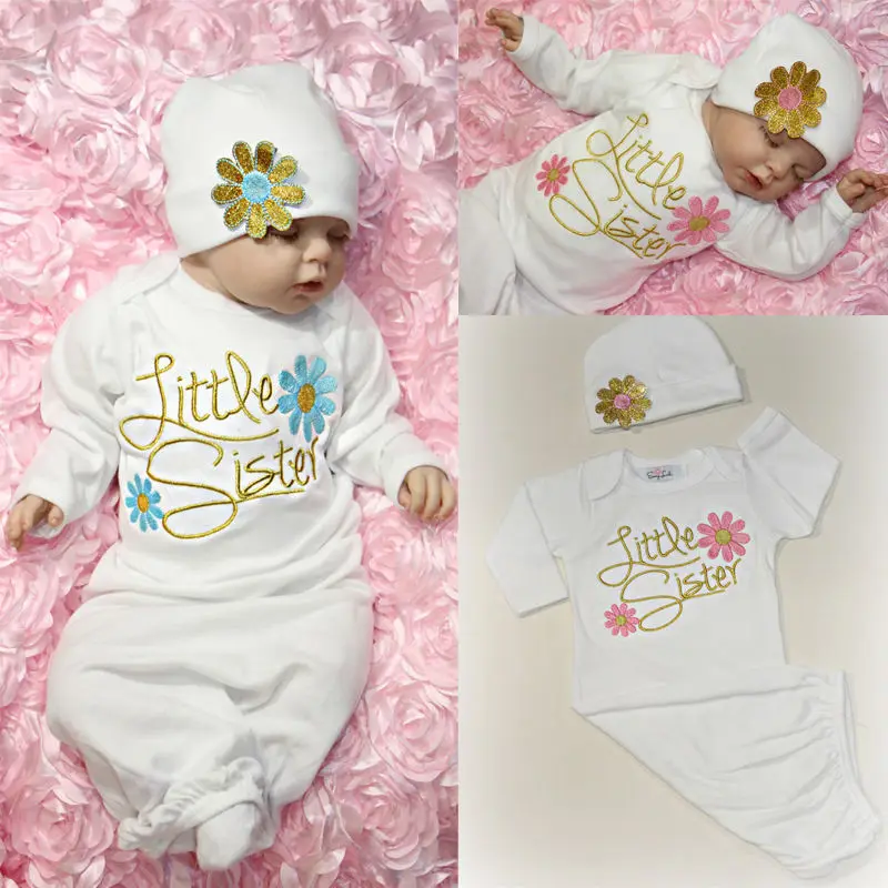 Для маленьких девочек Одежда для новорожденных девочек взять домой наряд для маленьких девочек комплект платье детские Спальные мешки ночная рубашка