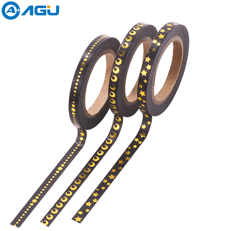 

AAGU 3PCS/Lot Gold Star Heart Designs Washi Tape Different Designs Masking Tape For DIY Skinny Glod Foil Adhesive Paper Tape