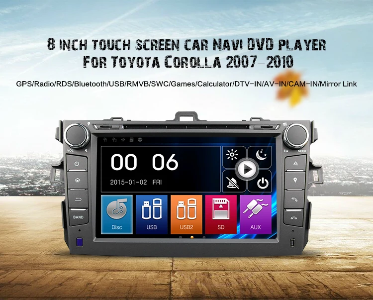 Eunavi 2 din 8 дюймов Автомобильный dvd-плеер радио 2din gps навигация для Toyota Corolla 2008 2009 2010 2011 стерео в тире с usb swc