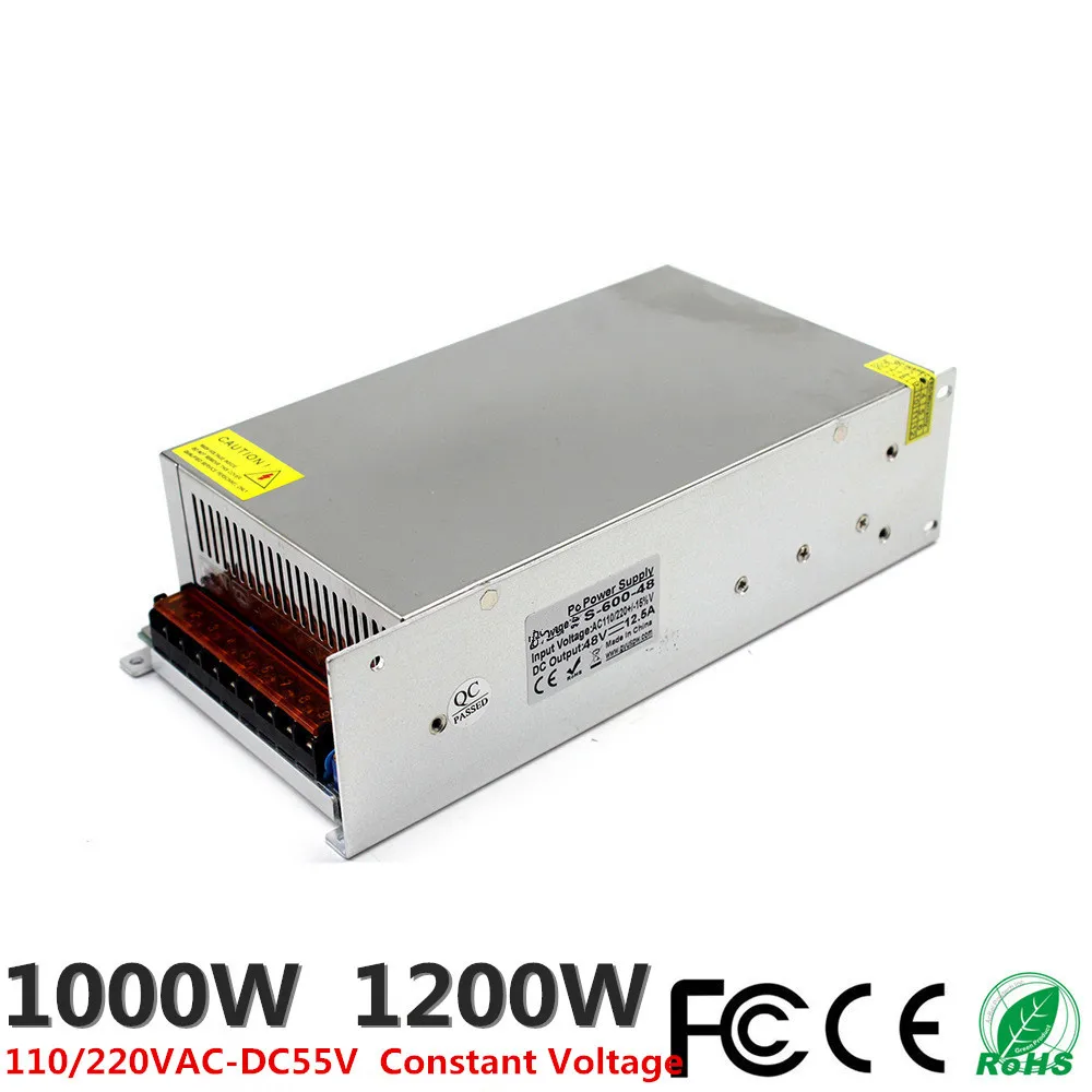 DC 55V 18.2A 1000W 22A 1200W светодиодный светильник ремень драйвер импульсный источник питания 110/220VAC трансформатор CCTV CNC промышленное оборудование