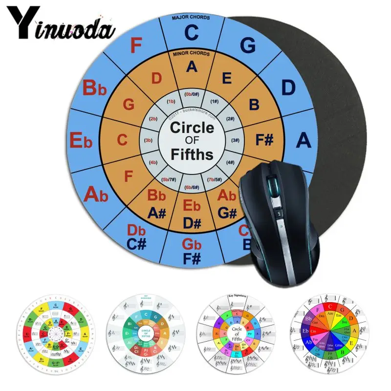 Yinuoda New Design Circle of Fifths Rubber PC Computer Gaming mousepad DIY High-end Protector gaming mousepad for music fans