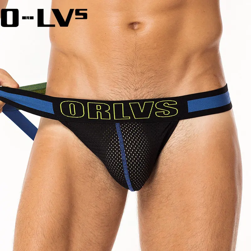 C мужское Сетчатое нижнее белье ORLVS jockstrap сексуальное мужские стринги Homme Tanga OR488| |