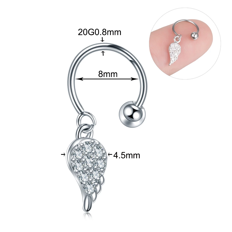 1Pc/lot 9 Styles Choosable Steel Crystal Tragus Ear Piercing Daith Rook Earrings Helix Cartilage Studs Hoop Tragus Lip Ring 20G