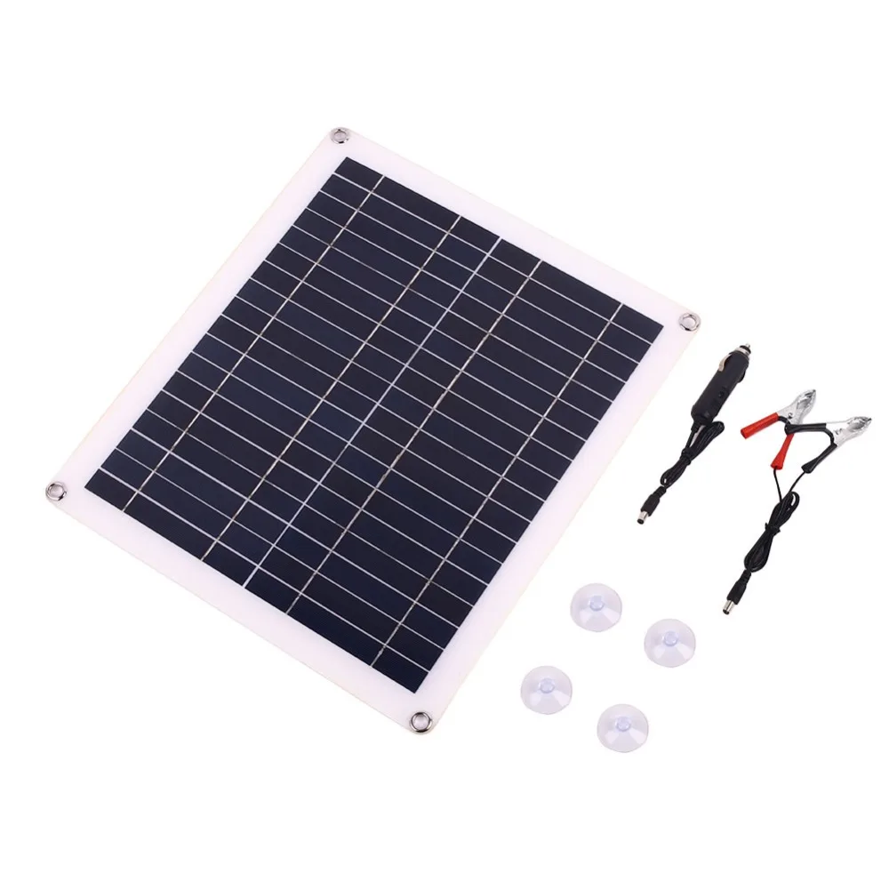 

True 20W 18V Waterproof Battery Solar Panel USB Home Outdoor RV Car Charger USB+DC Port Car Battery Charging solar cells cell