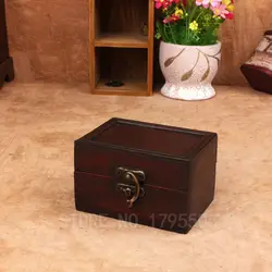 Мини ювелирные ретро металл хранения деревянный ящик китайские старинные деревянные украшения управления Ретро контейнер ручной работы