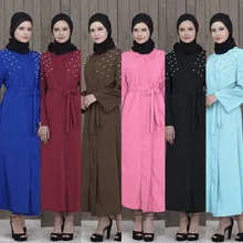 Элегантный взрослый длинный рукав, мусульманский платья Хиджаб абайя арабское, турецкое Сингапур аардиган цзилбаб одежда из Дубая женское исламское платье