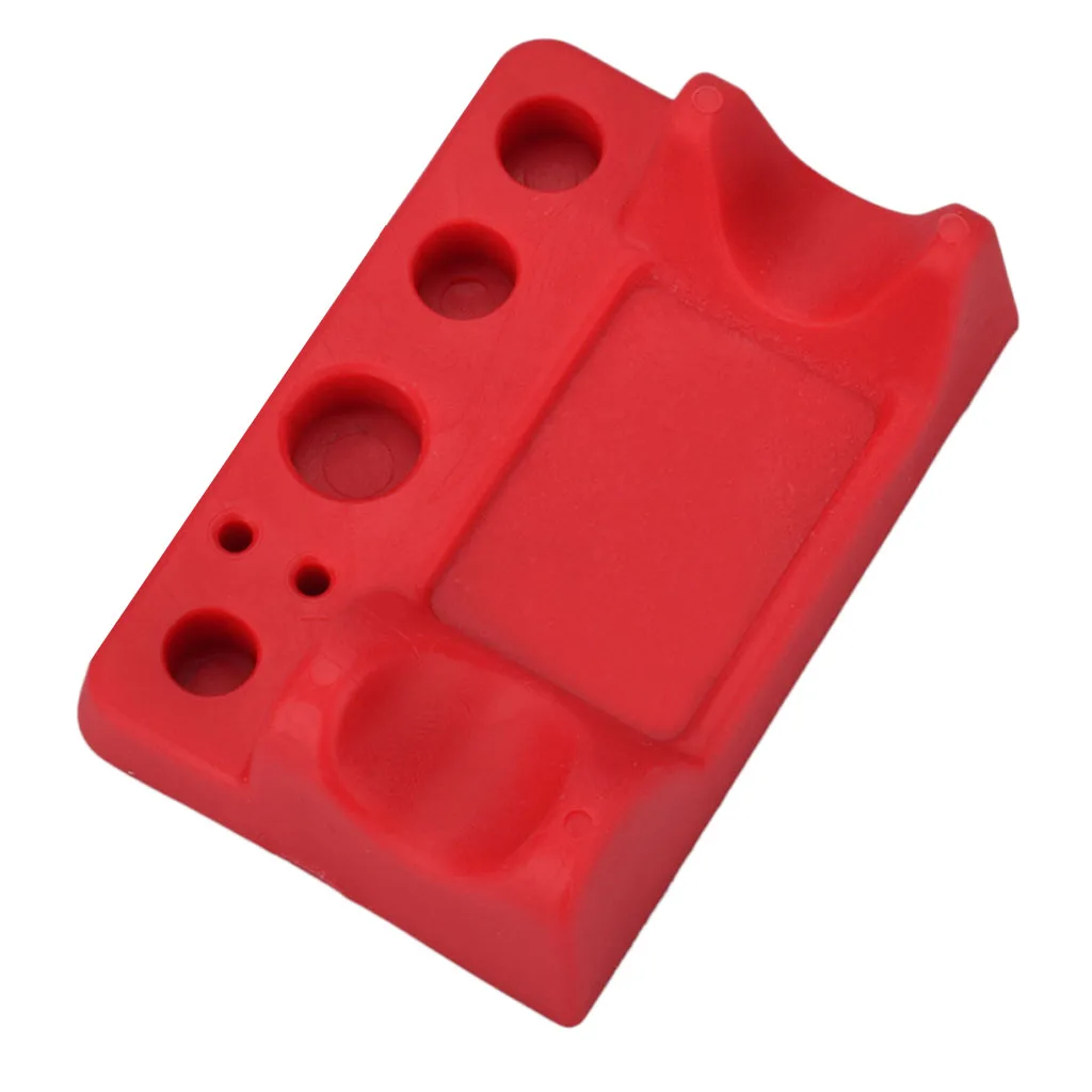 Sturdy Silicone Tattoo Machine Pen Stand, Tattoo Supplies Holder for Large/Medium/Small Ink Cups, Cotton Swabs etc - Red