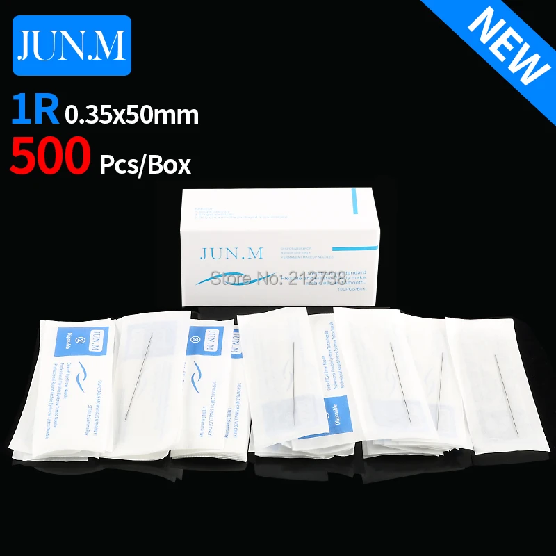 500pcs Disposable Sterilized Professional Tattoo Needles 1RL For Eyebrow Pen Machine Permanent Makeup 0.35x50mm | Красота и здоровье