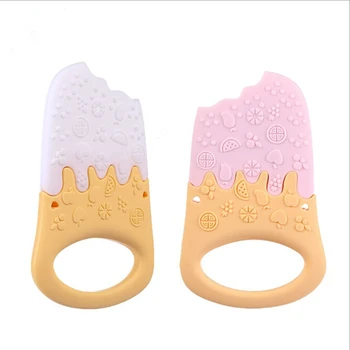 

1 piece ice cream Silicone Teether Safe Baby Teething Toy Pacifier Chain Pendant Nursing Baby Teethers Baby shower gift