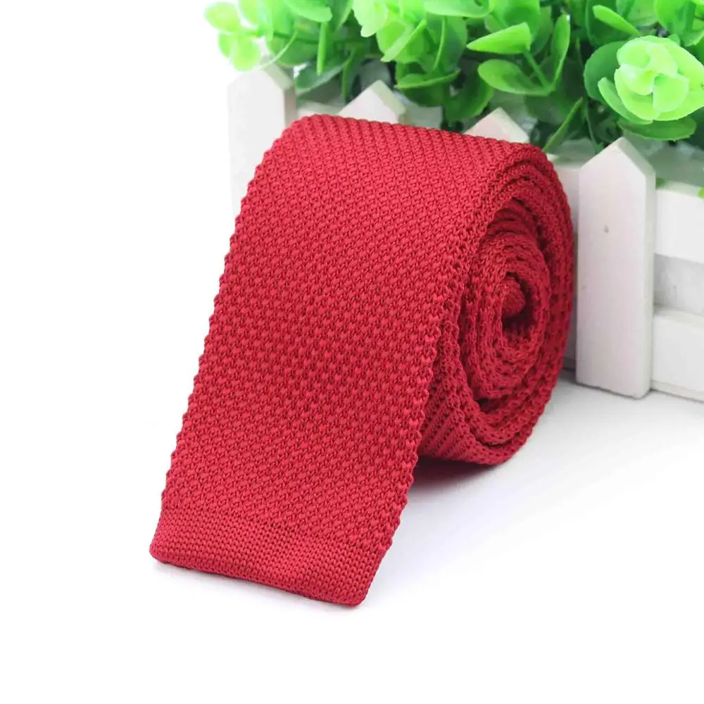 Модные Для Мужчин's красочные галстуком-бабочкой вязаные трикотажные галстуки однотонные Цвет узкие штаны, тонкие, обтягивающие, сплетенная равнина Cravate узкий галстук - Цвет: 22