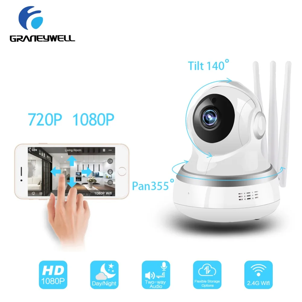 Беспроводная ip-камера Graneywell 1080P wifi Camara 3 Антенна умное ночное видение Videcam Детский