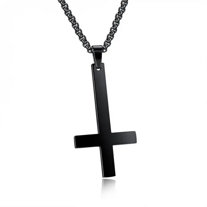 Мужской перевёрнутый крест кулон ожерелье из нержавеющей стали звено цепи ожерелье s ювелирные изделия KQS8