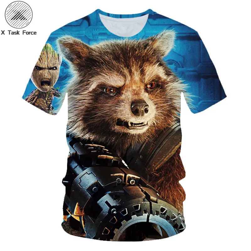 

Funny 3D Rocket Raccoon Tee Shirt Guardians Of The Galaxy T Shirts Movie Casual Tshirt Men Cute Avengers Funky Tops X Task Force
