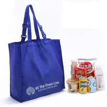 Пользовательский синий цвет рекламные шоппинг сумка с регулируемой длиной ручки