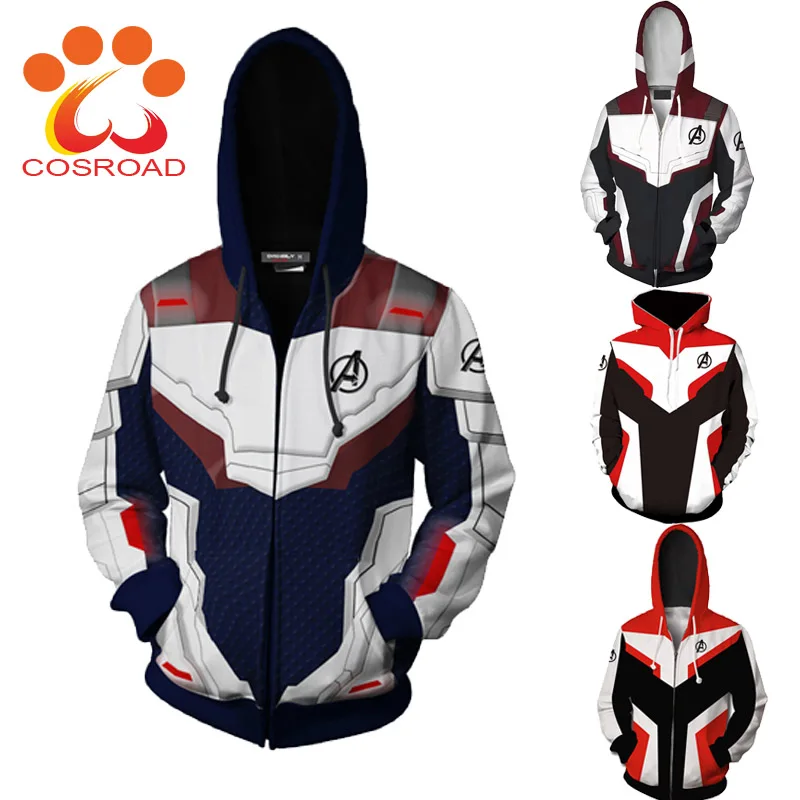 Cosroad Avengers 4 Endgame Quantum Realm Cosplay Costume 3D Print Hoodies Men Women Zipper Sweatshirts Spring Jacket Coat