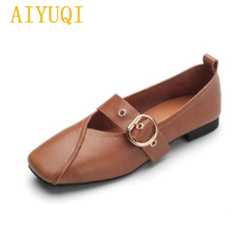 AIYUQI/Женская обувь Новинка весны 2019 женская из натуральной кожи на плоской