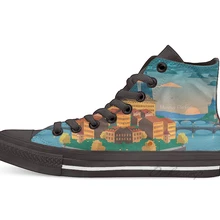 Новая дизайнерская парусиновая обувь с высоким берцем из чешского Праги; повседневная обувь на плоской подошве; Прямая