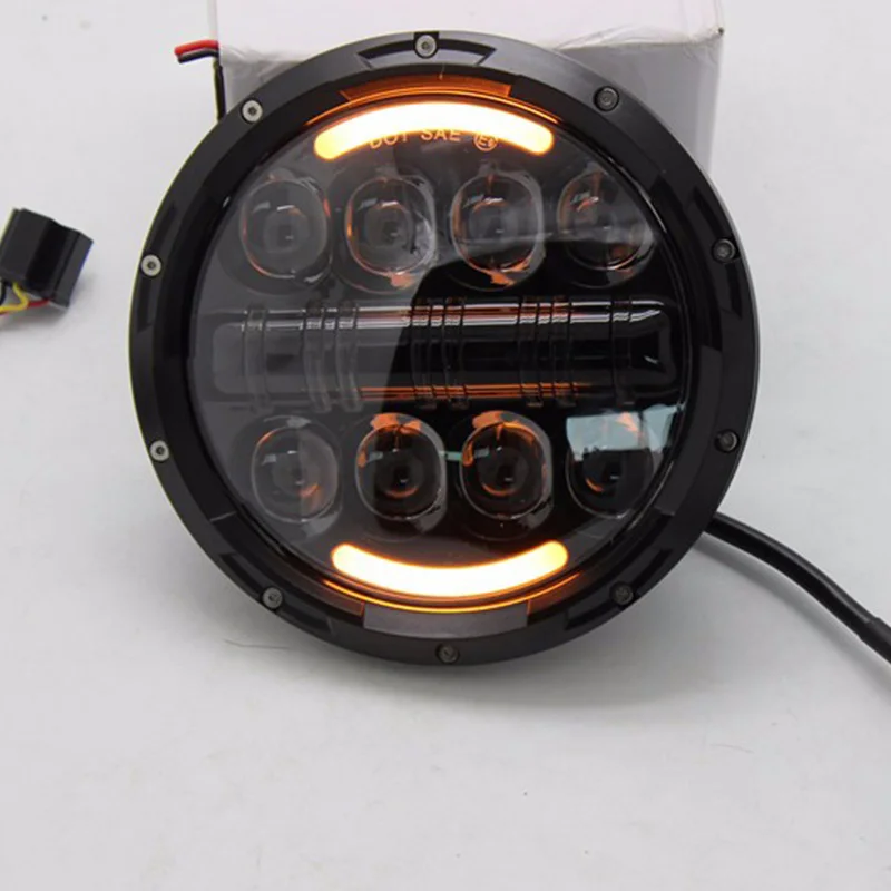 2016 New 7 inch 80W Chrome Motorcycle LED Headlight with white DRL and yellow turn Signa for Harley davidson Motorcycle lighting (21)