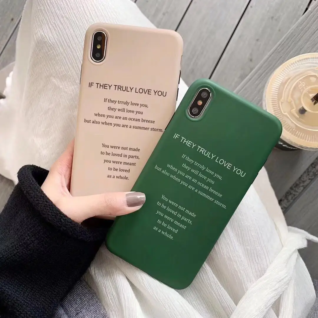 

Simple English Letter Phone Case for Iphone Xs Max Xr Green Wrinkle Soft Tpu Silicon Case for Iphone 7 8plus 6s Back Cover