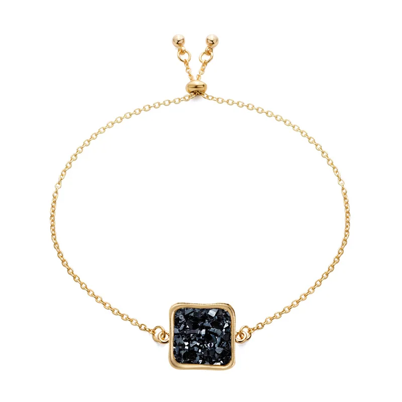 14*14 мм золотые очаровательные модные браслеты для женщин Кристалл Камень металлическая цепочка изящные ювелирные изделия