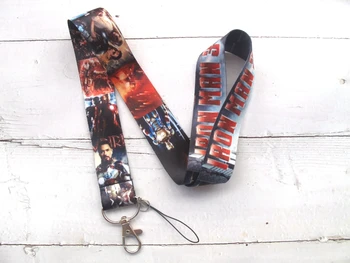 

New 20 pcs cartoon IRON MAN Key Chains Neck Strap Keys Camera ID Card Lanyard D35
