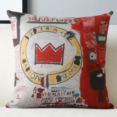 Basquiat подушка с граффити чехол декоративное хлопковое белье Наволочка декоративная наволочка 45 см - Цвет: B