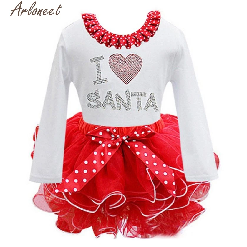 

New Baby Girl Kids Bowknot Long Sleeve Christmas Day Dress Clothes RE31 2019