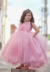 Горячая Распродажа, вечерние пышные бальные платья для девочек, милые розовые платья с цветочным узором для девочек, пышное платье с