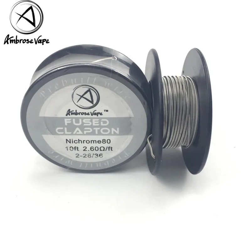 Ambrose Fused Clapton 10ft Nichrome80 Wire 3m/roll Heating Wires 1.46ohm 2.60ohm/ft For Electronic Cigarette DIY Vape Rda Coil