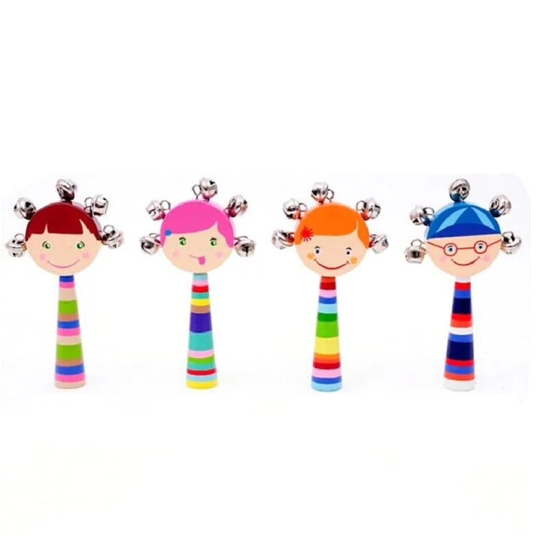 

Subcluster Random style Baby Wooden Hand Rattles Musical Party Favor Child Shaker Percussion Musical Instrument Educational Toy