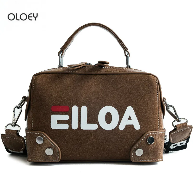 

OLOEY New Women's Tote Bag Fashion Vintage Boston Pillow Bag Letter Scrub Leather Crossbody Shoulder Bag Box Bag