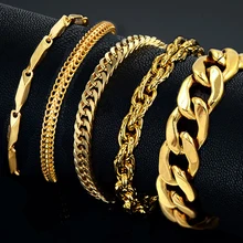 Herren Armband Edelstahl Männlichen Armband Großhandel Braslet Silber Farbe braclet Chunky Kubanischen Kette Link Gold Armband Für Mann