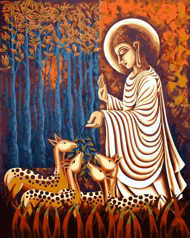 

MaHuaf-j004 mysticism Buddha Painting Coloring by Numbers Oil Painting Hand-painted Paint by number art picture for home Decor