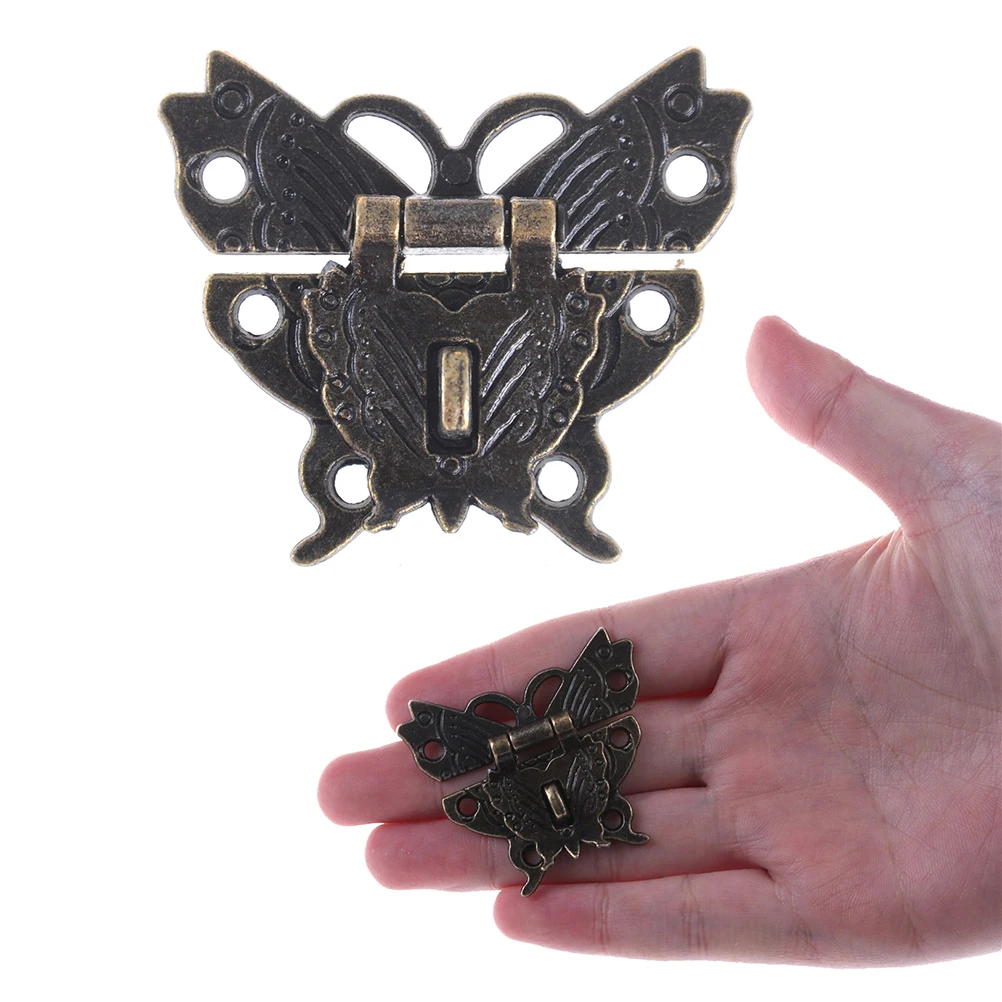 

Zinc Alloy Butterfly Buckle Hasp Hasp Wooden Wine Box With Lock Buckle Antique Padlock Hardware 5cm x 4.3 cm