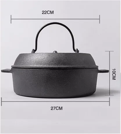 Высокое качество 22 см плоское дно чугунная тепловарка старомодная ручная без покрытия Запеченный сладкий горшок для картошки