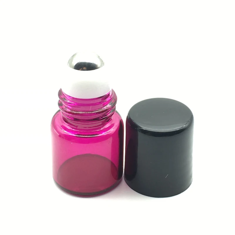 1 шт. мини 1 мл цветной ролик стеклянные бутылки для эфирных масел Духов Многоразового использования рулон бутылки дезодорант содержит - Цвет: 1ml Rose-red