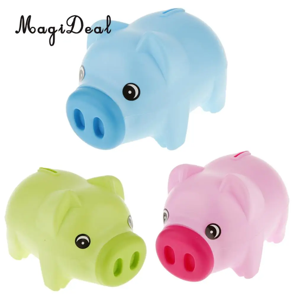 MagiDeal Cute Pig Money Box Plastic Animal Piggy Bank Saving Cash Coin
