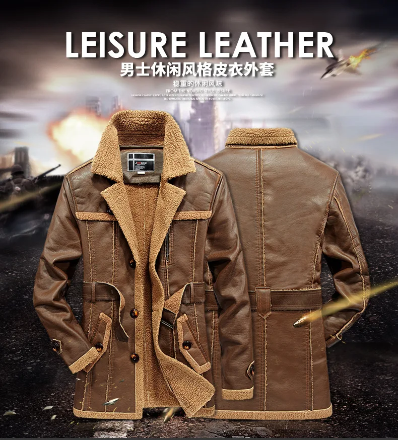 2017 New Brand Men's PU Leather Jacket Fashion Winter Autumn Thick Overcoat  Casual Leisure Coat Jaqueta De Couro Masculino (20)