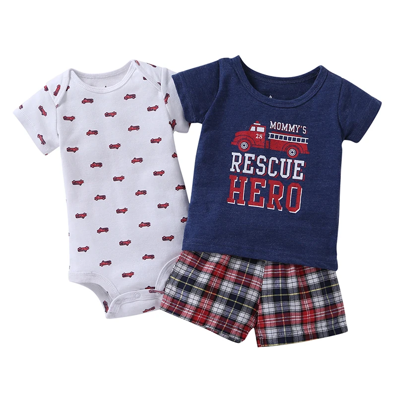 

2019 Real Sale Cotton Children Babies Baby Summer Clothes Shit, Games (+ Short + Monkey Suit) 3 Set, Whale Patter Worsted