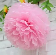 

8''(20cm) elegant pink Tissue Paper Pom Poms Flower Balls Wedding Birthday Party Decoration DIY with free shipping 50pcs/lot