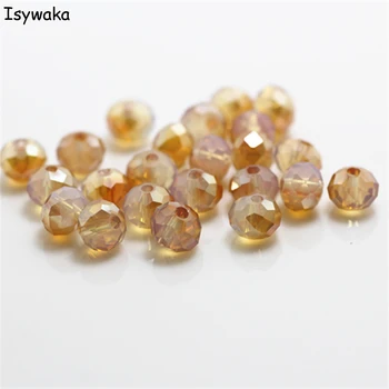 

Isywaka Champagne Milky Colors 4*6mm 50pcs Rondelle Austria faceted Crystal Glass Beads Loose Round Beads for Jewelry Making