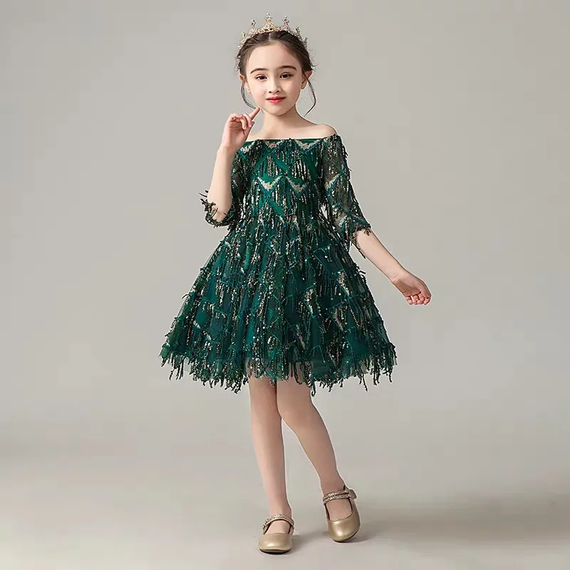 Короткое платье принцессы с открытыми плечами для маленьких девочек на день рождения, вечеринку, модельное платье-пачка для девочек-подростков