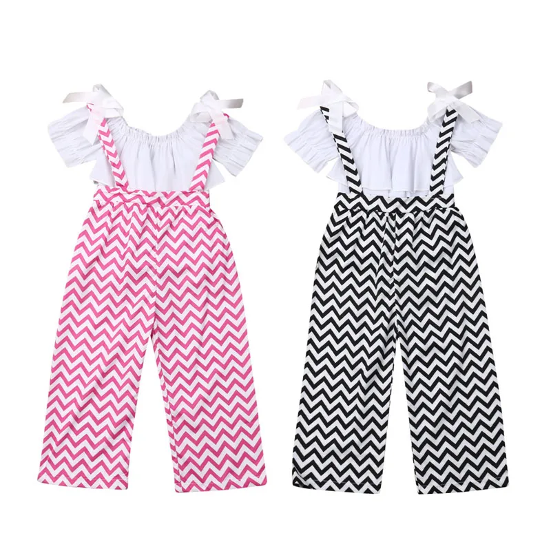 

Toddler Kids Baby Girl Ruffle Tops Ripple Bib Pants Overalls Flared Bottom 2PCS Outfits Girls Clothing Set