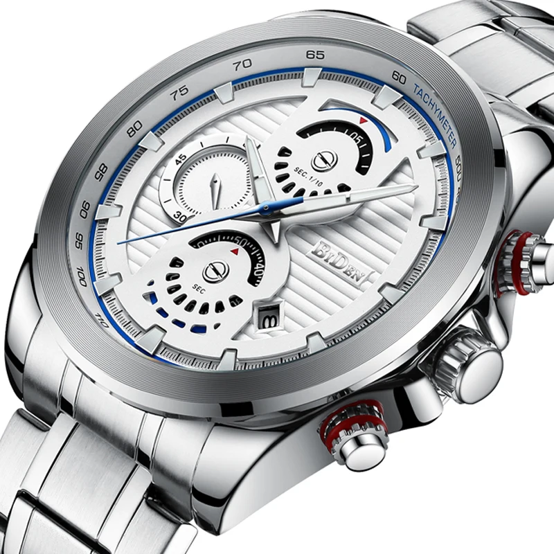 

BIDEN Watch Men Luxury Full Steel Business Wristwatch Sport Quartz Clock Men's Watches Waterproof Watch Relogio Masculino