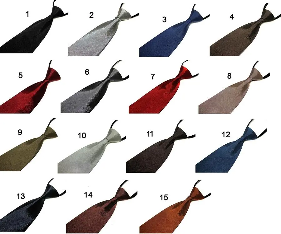 Wholesale Solid Color Pre Tied Necktie Tie easy zip on & off mix mens