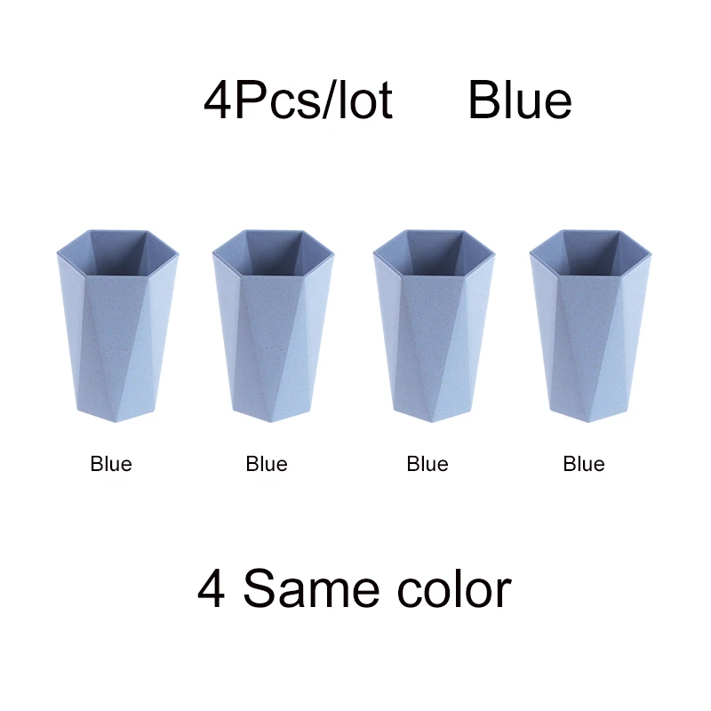 4 шт./партия экологически чистые креативные геометрические чашки чашка держатель для зубной щетки PP промывочный стаканчик для зубной щетки наборы для ванной комнаты 4 цвета - Цвет: Blue 4Pcs