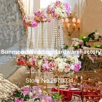 

Golden crystal pillar for wedding party stage decoration ( no glass cup including)
