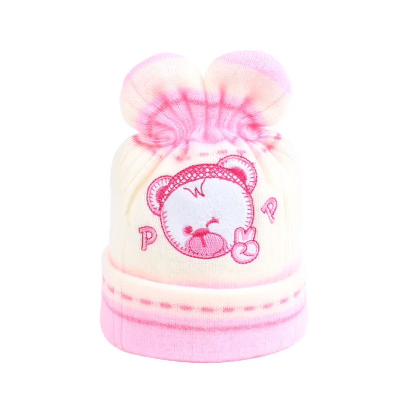 Cute Bear Hats For Newborn Baby Crochet Warm Winter Hat Cotton Soft Knitted Newborn Photography Props 0-3M Baby Girls Clothing  (3)
