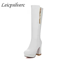 Женские ботинки; сезон осень-зима; Новинка; Ботинки martin с высоким голенищем и узором; пикантные Водонепроницаемые Красивые модные рыцарские ботинки на толстом каблуке