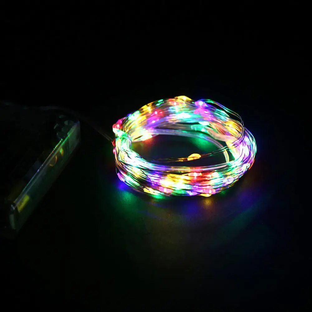 2m 20 leds button battery operated led copper wire string multicolor fairy lights